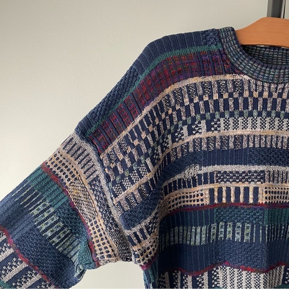Vintage Tundra Coogi Style Knit Grandpa Sweater Cotton Blend Mens Size XL - Picture 7 of 11